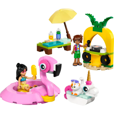 Fête dans la piscine avec les bouées licorne et flamant rose LEGO Friends 42658
