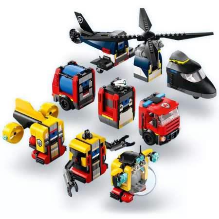 LEGO City 60462 - Hélicoptère, camion pompiers et sous-marin modulables