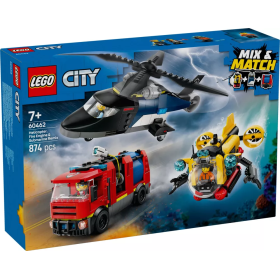 LEGO City 60462 - Hélicoptère, camion pompiers et sous-marin modulables